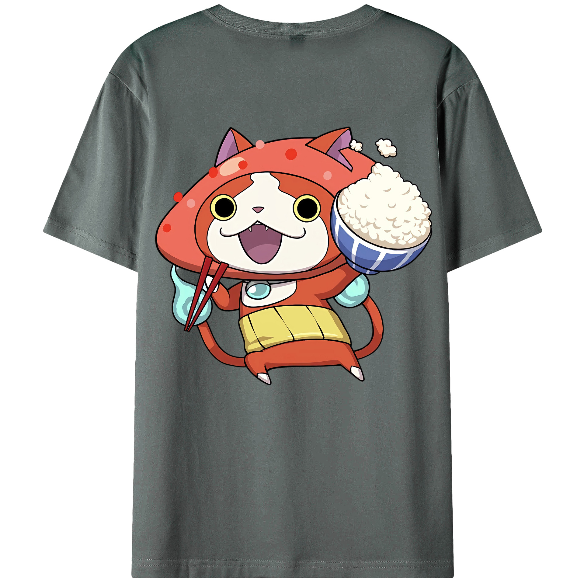 （画像用） 妖怪ウォッチ Yo-kai Watch 綿100％ メンズ半袖Tシャツ（バックプリント） 通気性